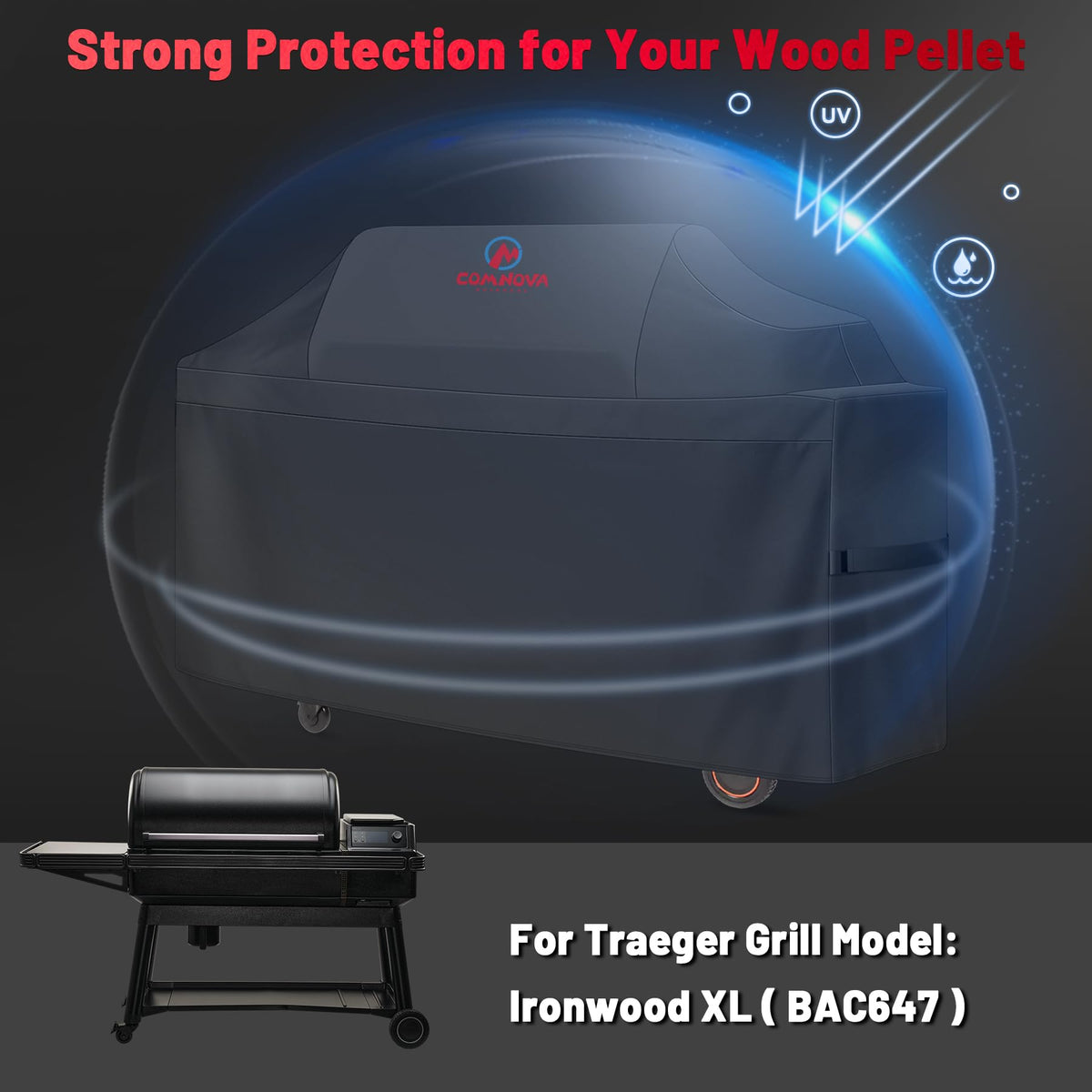 Comnova UV-resistant coating guarding the grill's finish