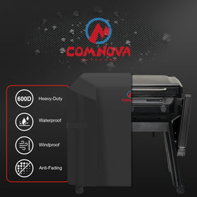 Comnova grill cover waterproof material close up shows 600D strength and breathability