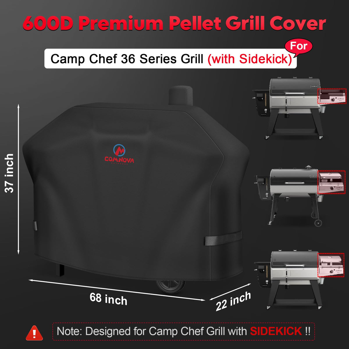 Comnova Outdoors Camp Chef 36 series cover keeps your grill dry during rain and dew