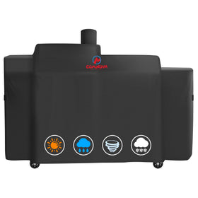 Comnova Outdoors Pit Boss KC Combo cover closed shields grill from rain and sun.