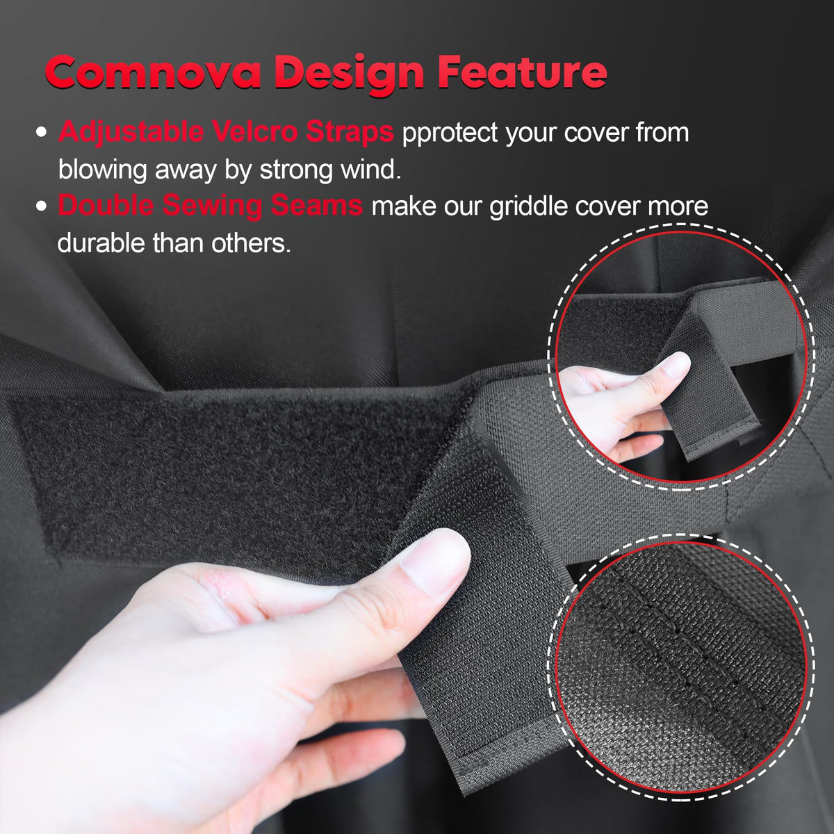 Comnova breathable PU-coated fabric reduces moisture around the grill.
