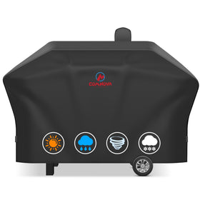 Comnova pellet cover for Camp Chef 24 with Sidekick fits 56x22x37 and shields from weather.