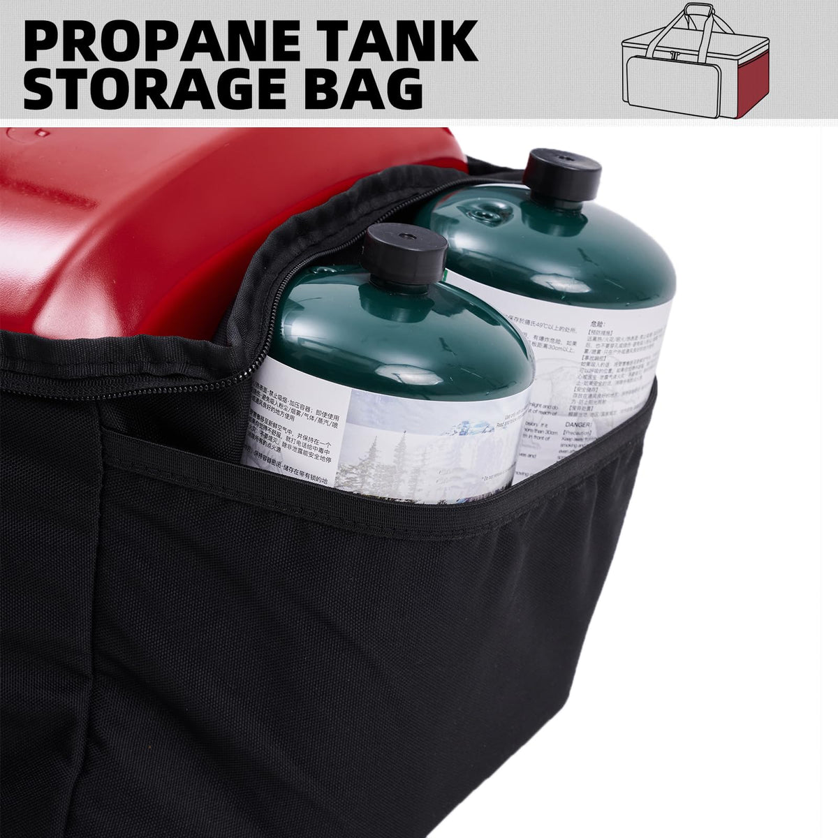 COMPEAK carry bag interior strap secures the grill during transport