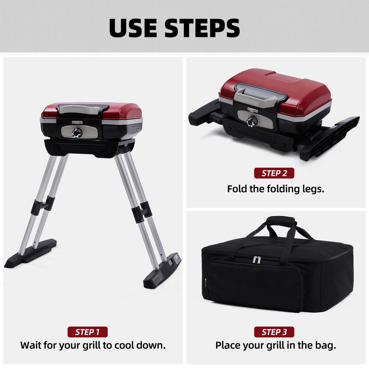 COMPEAK bag with VersaStand-compatible design stabilizing grill during transport