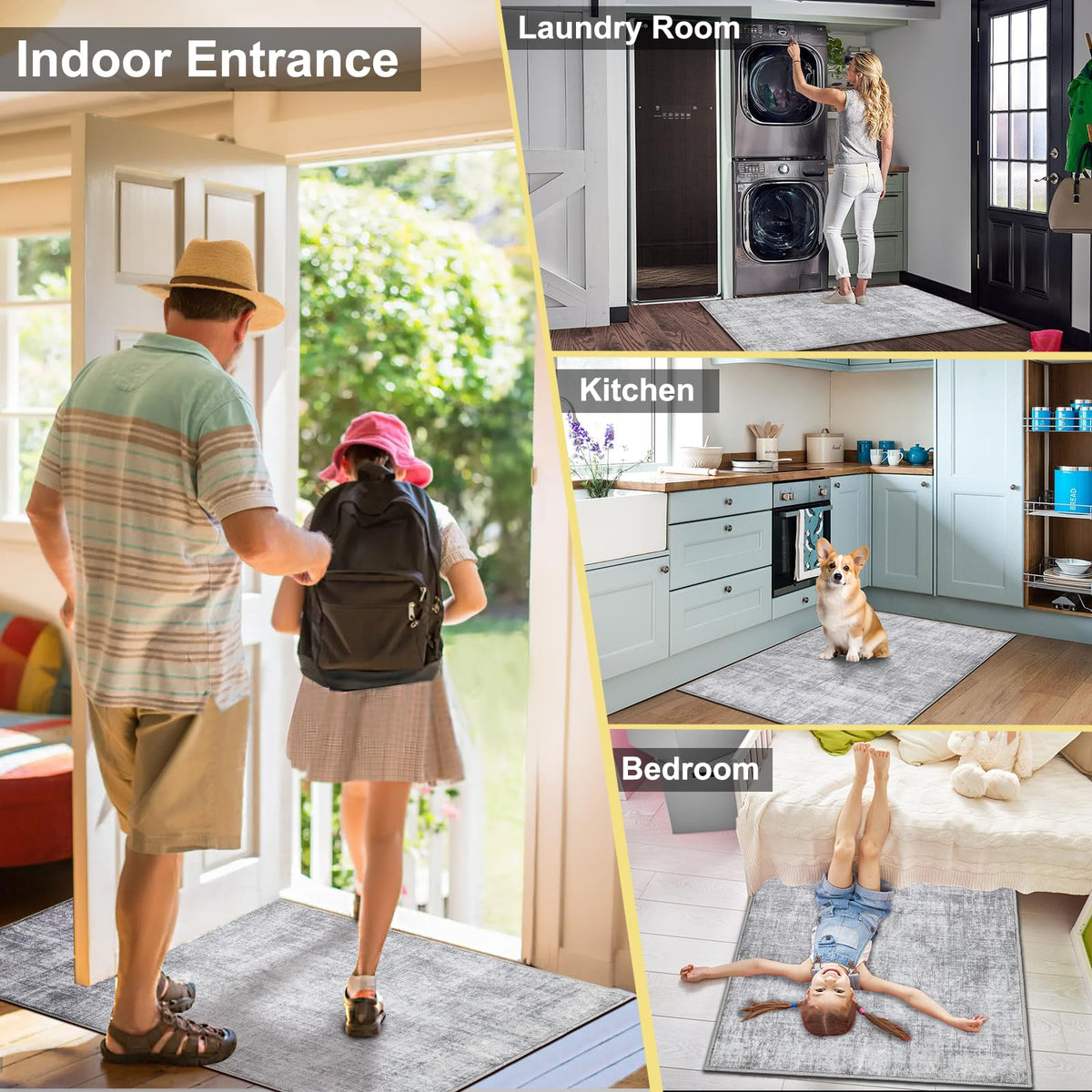 COMSLE hallway mat with low pile fits under doors and thresholds
