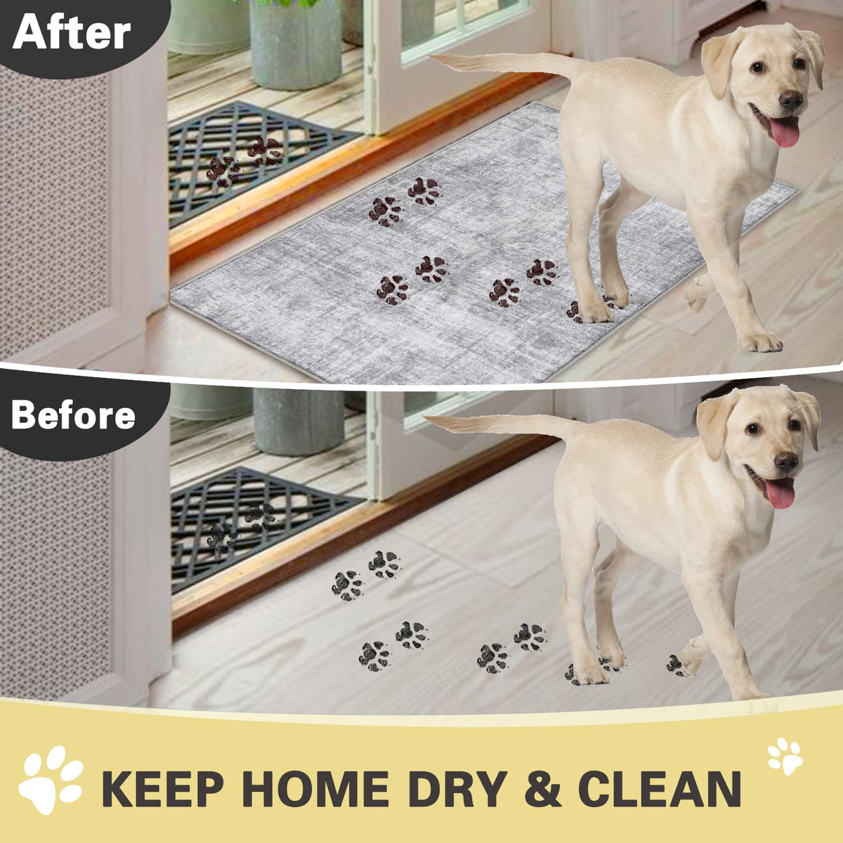 COMSLE indoor door mat is machine washable for easy deep cleaning