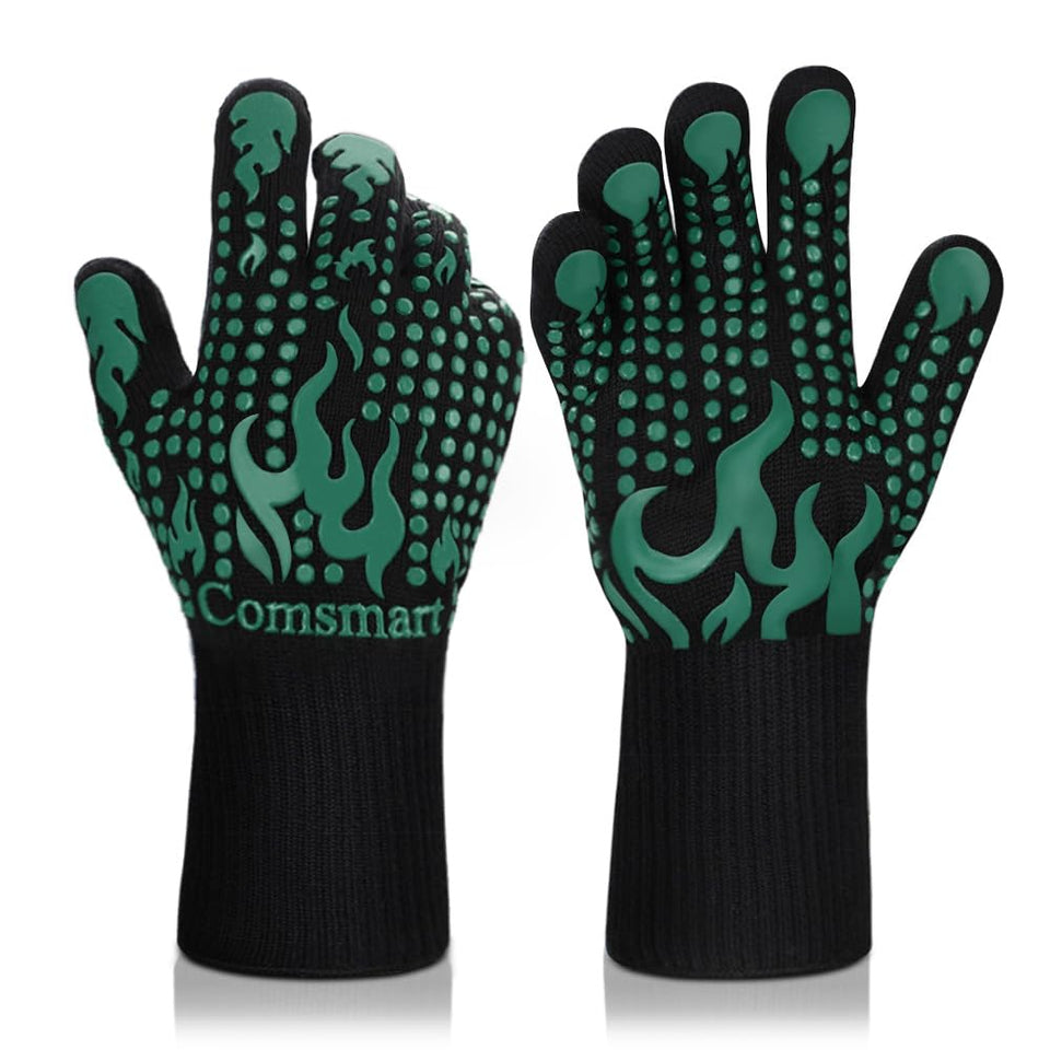 Comsmart BBQ gloves with 1472°F heat resistance for confident grilling