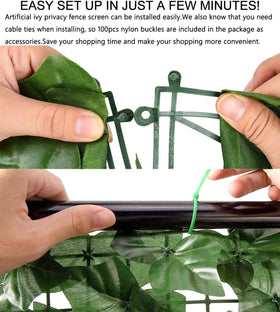 Comtelek 24-panel ivy screen interlocking system for easy shaping.