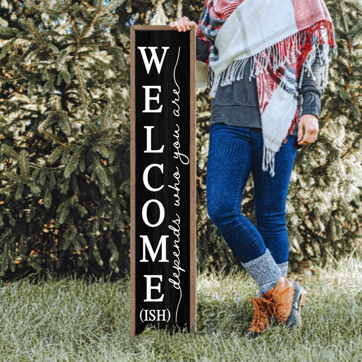 comurdyo Welcome-ish Sign weatherproof-ink detail resists fading in sunlight.