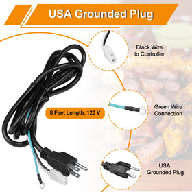 COMVIEE 8ft power cord for flexible grill placement