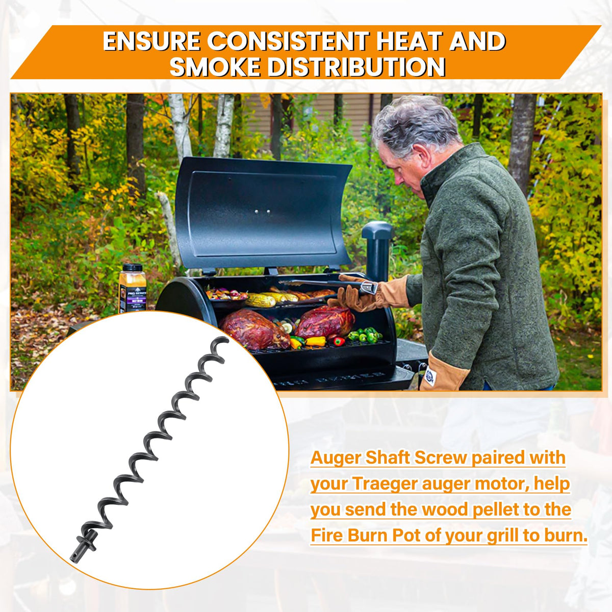COMVIEE Camp Chef compatible auger kit for steady heat and smoke