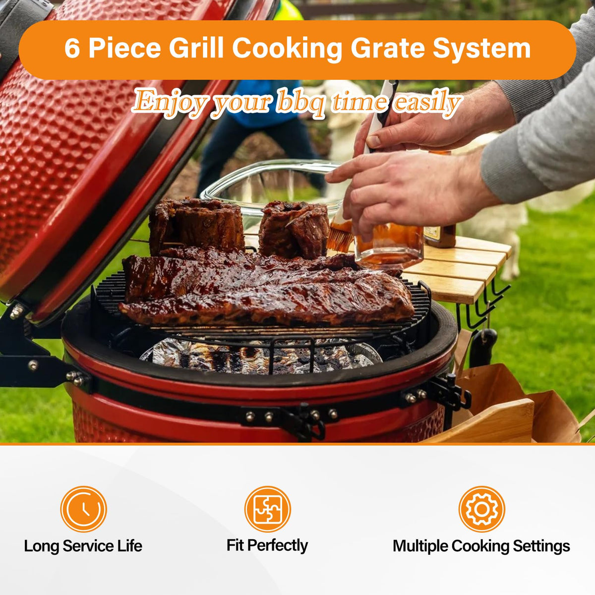 COMVIEE multi-level cooking setup enables flexible grilling options.