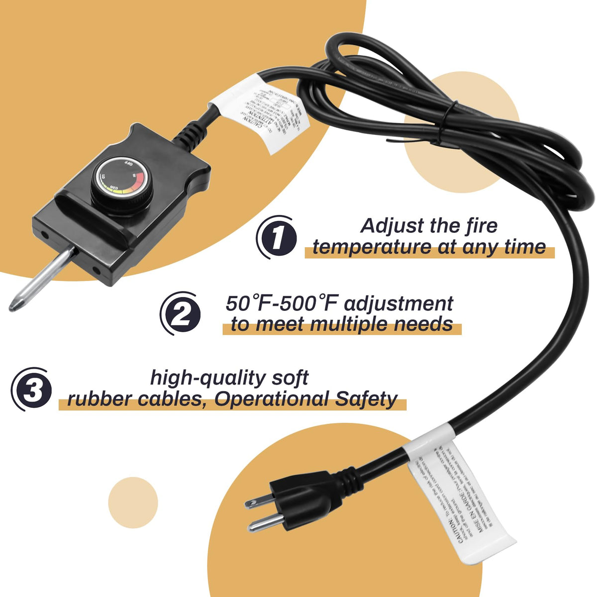 COMVIEE power cord for smokers offers plug-and-play convenience.