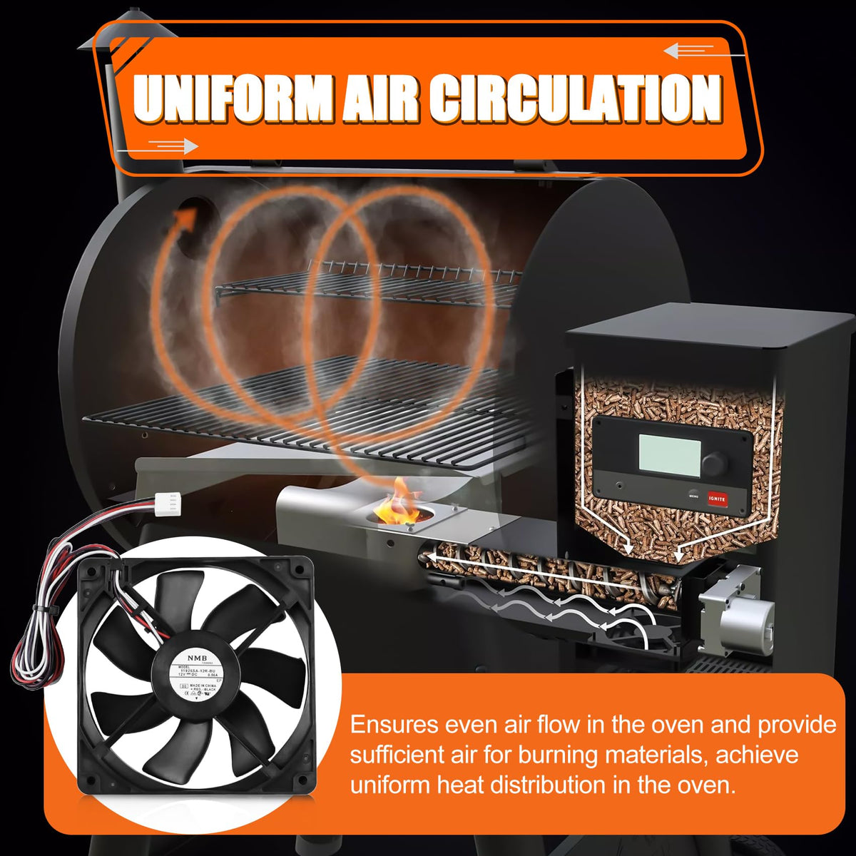 COMVIEE Traeger D2 Pro-compatible fan motor replacement