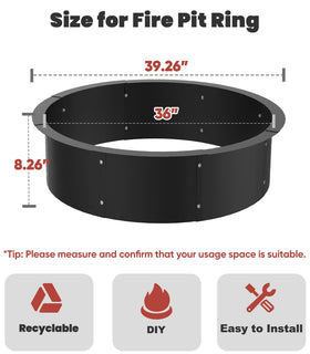 Comzinn 40-inch outer diameter fire pit ring for wide outdoor layouts.