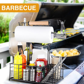 Concons Grill Caddy six side hooks organize tongs and brushes smoothly.