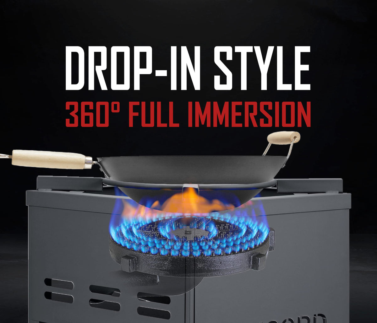 Concord banjo wok burner with stand for stable outdoor cooking.