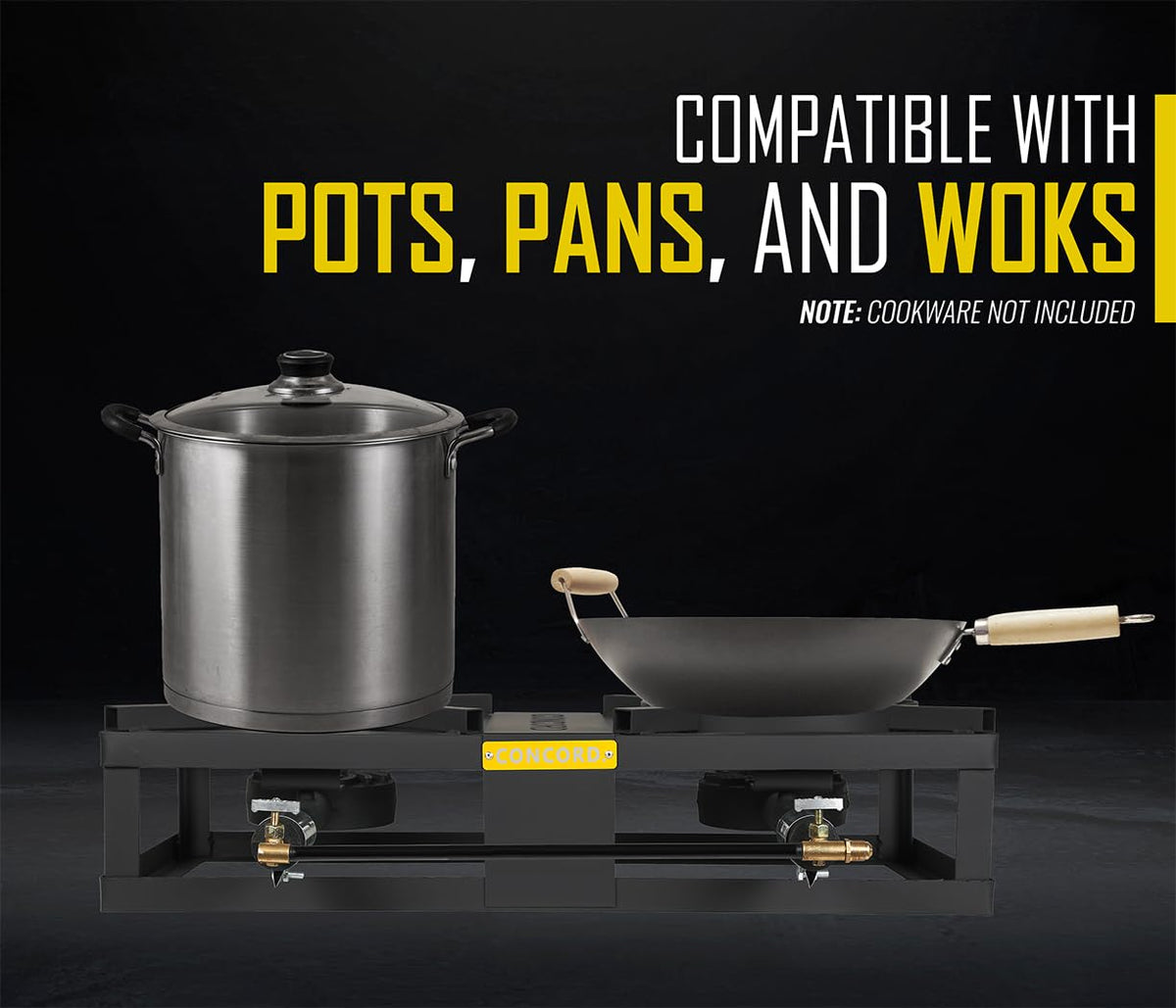 Concord Block Burner Max powder-coated frame withstands rugged outdoor use.