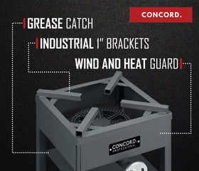 Concord cast-iron burner head delivers durable heat for demanding outdoor cooking