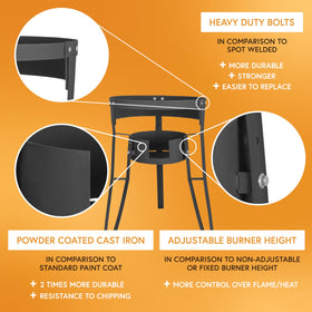 Concord Comal Stand powder-coated finish resists weather and wear.