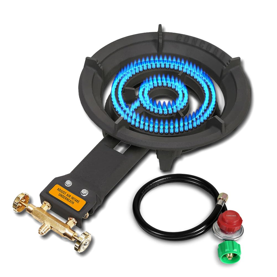 Concord Roadster burner with wok rack for stable outdoor wok cooking