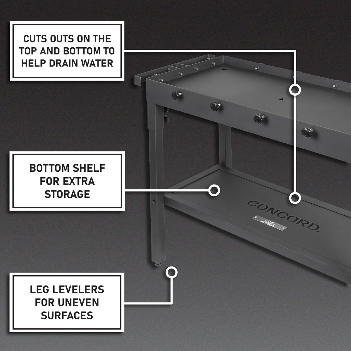 Concord The Block Station side handle and utensil hooks for organization
