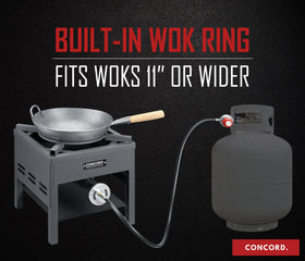 Concord wok Hei-friendly setup enabling 360-degree stir-fry control.