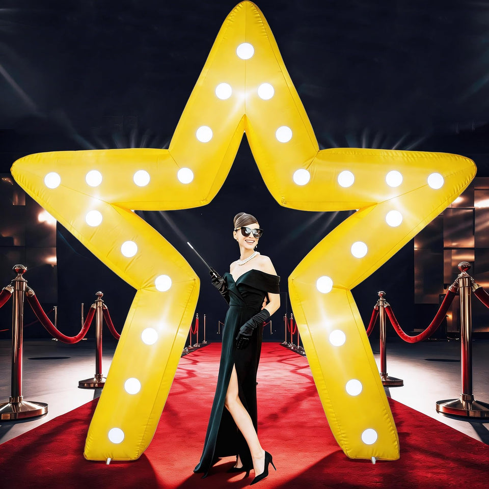 Conderyang 10ft star inflatable arch with LED lighting for outdoor events.