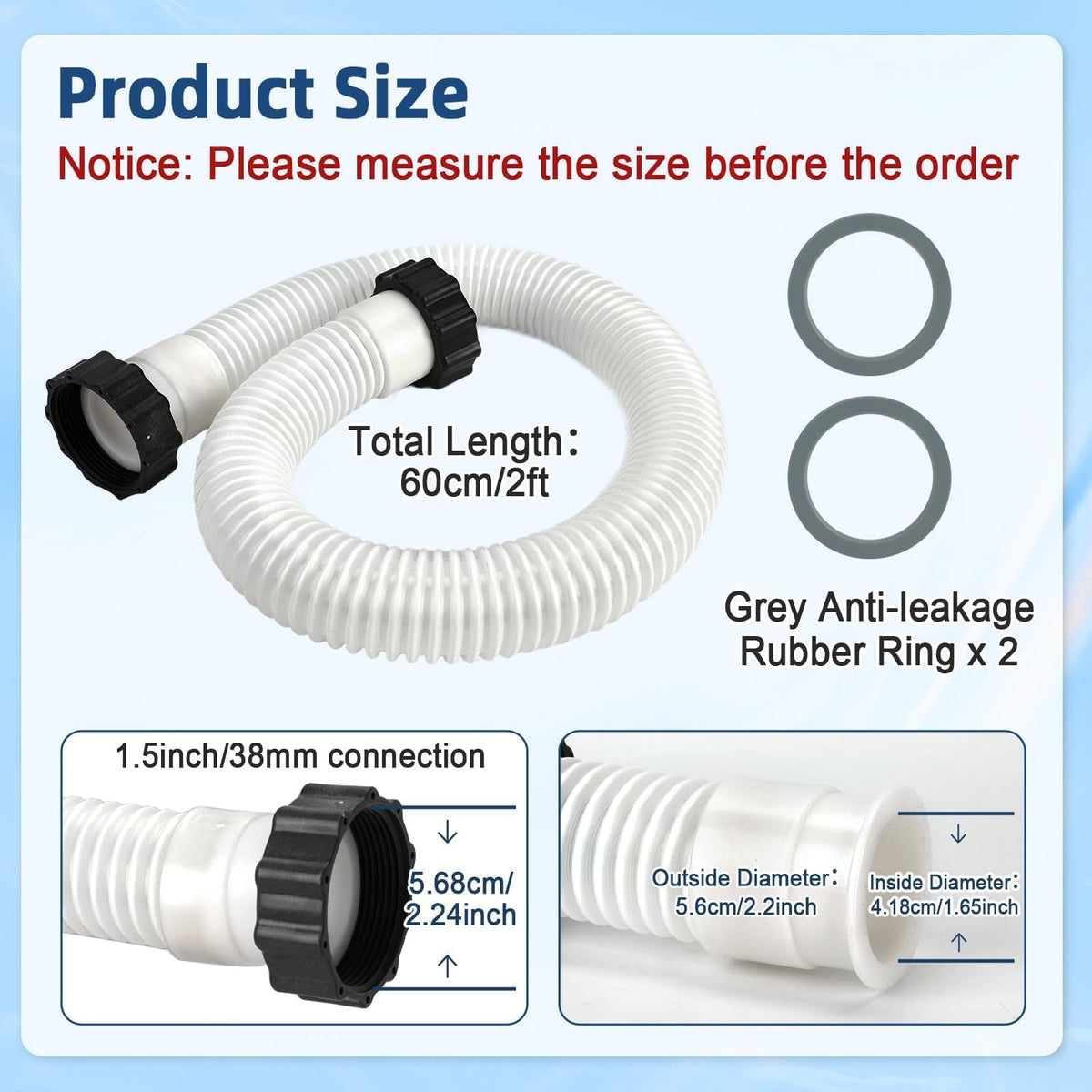 Conderyang 2ft hose designed for easy replacement and flexible pool setup