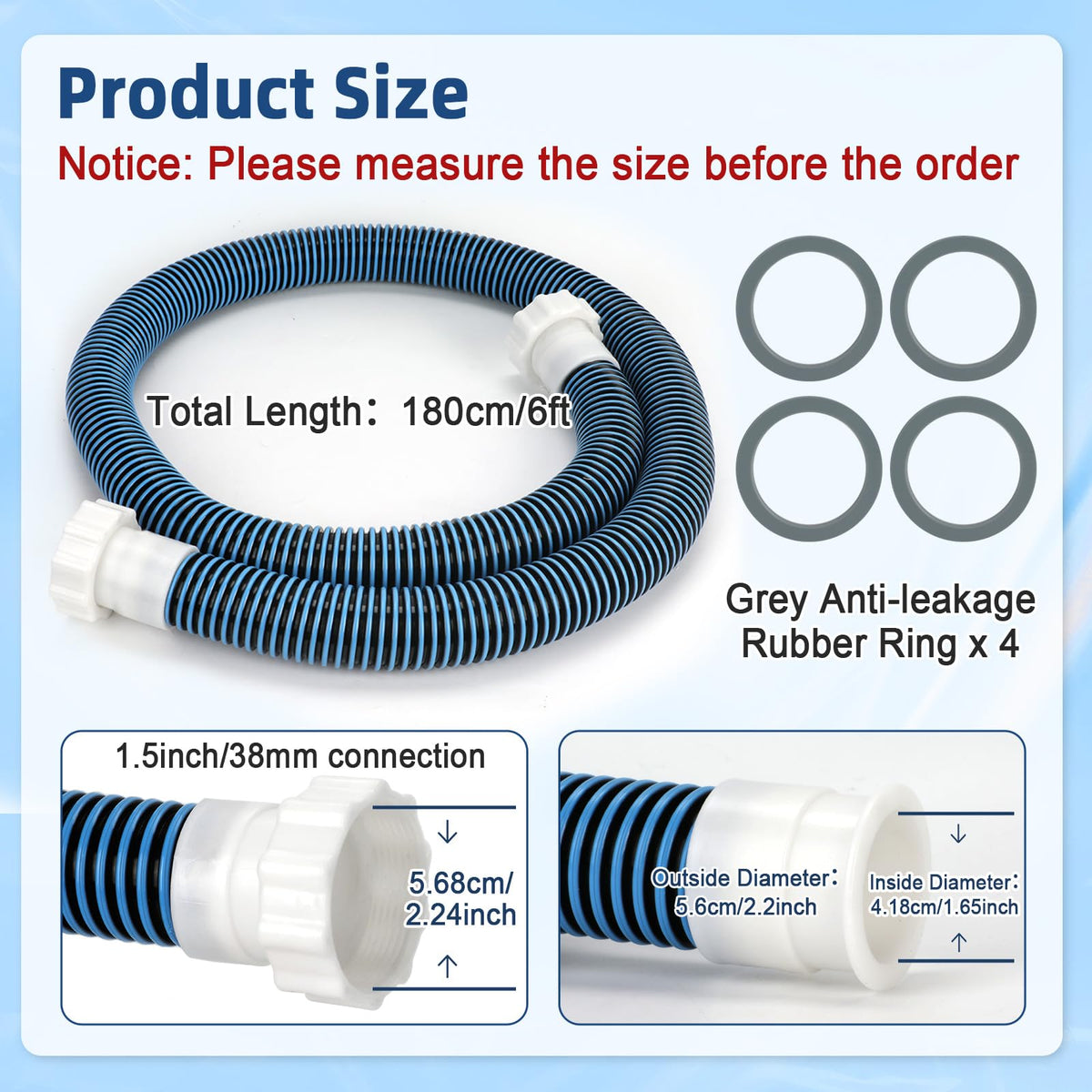 Conderyang 40mm to one-and-a-half-inch adapter for easy pump compatibility.