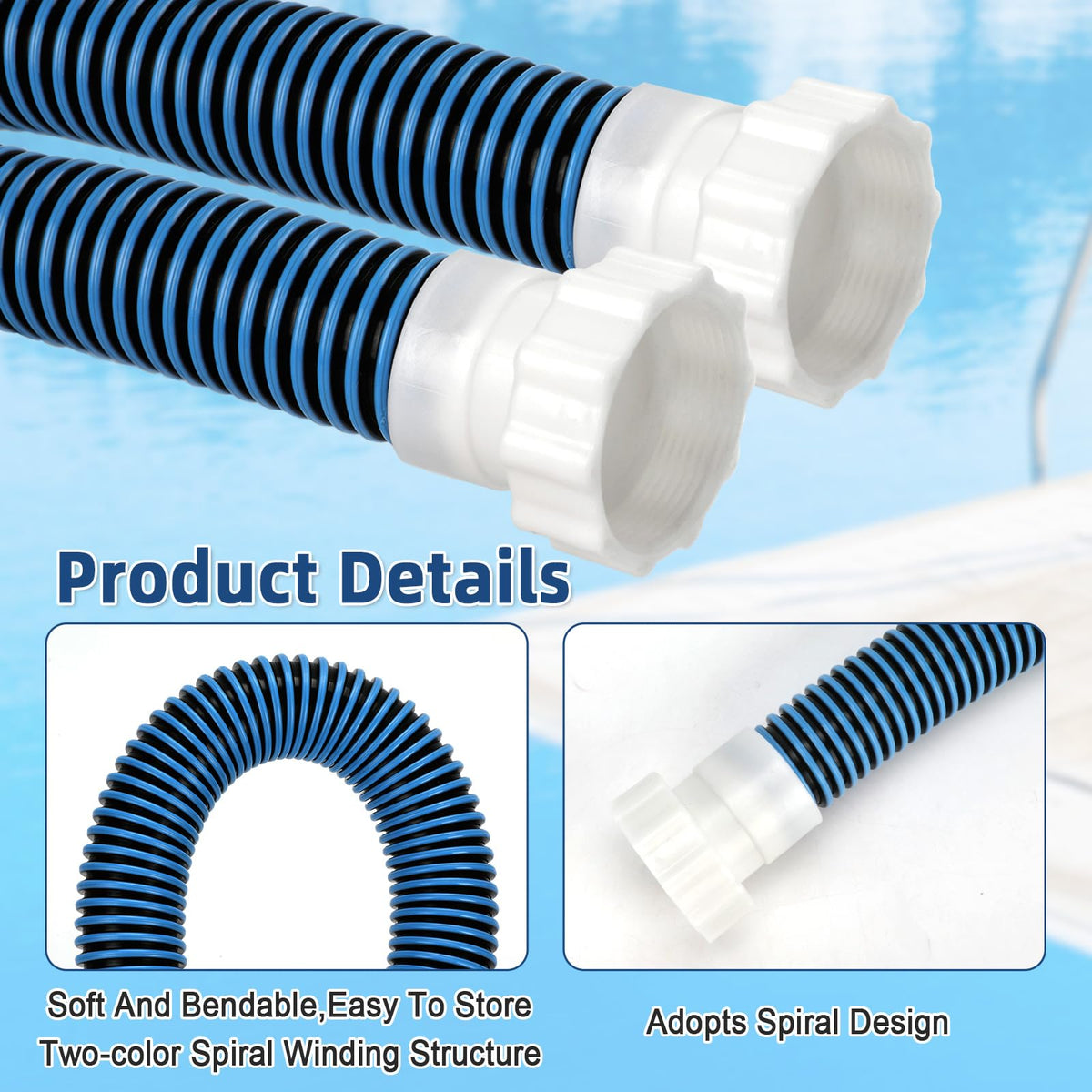 Conderyang 6ft blue pool hose ready for quick installations.