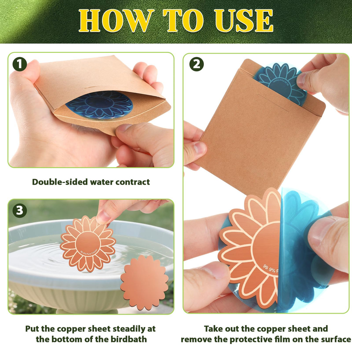 Conderyang bird bath copper disk helps reduce frequent cleaning.