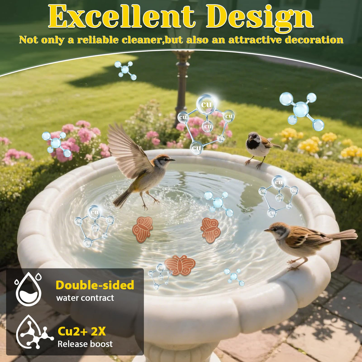 Conderyang butterfly-inspired design adds visual appeal for birds.