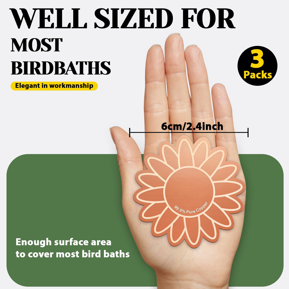 Conderyang copper purification disk in outdoor bird bath attracts birds.