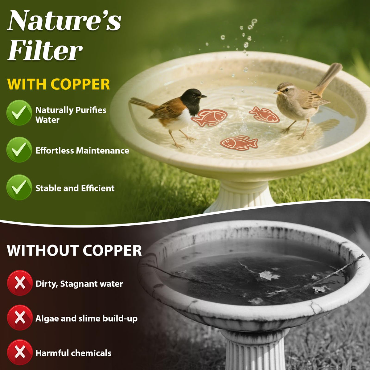 Conderyang garden fountain copper disk attracts birds and purifies water