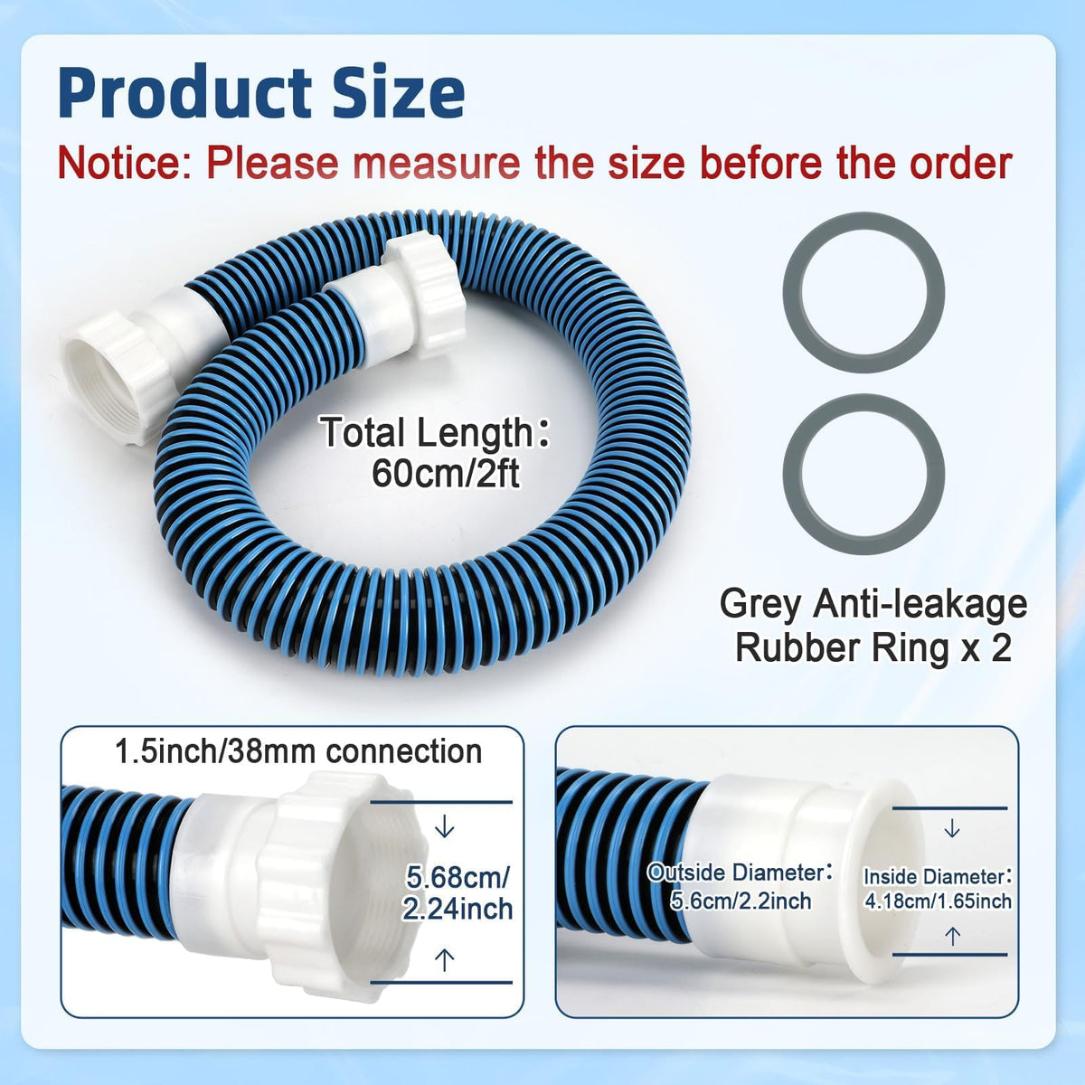 Conderyang 1.5in hose connector close-up showing simple compatibility with filters.