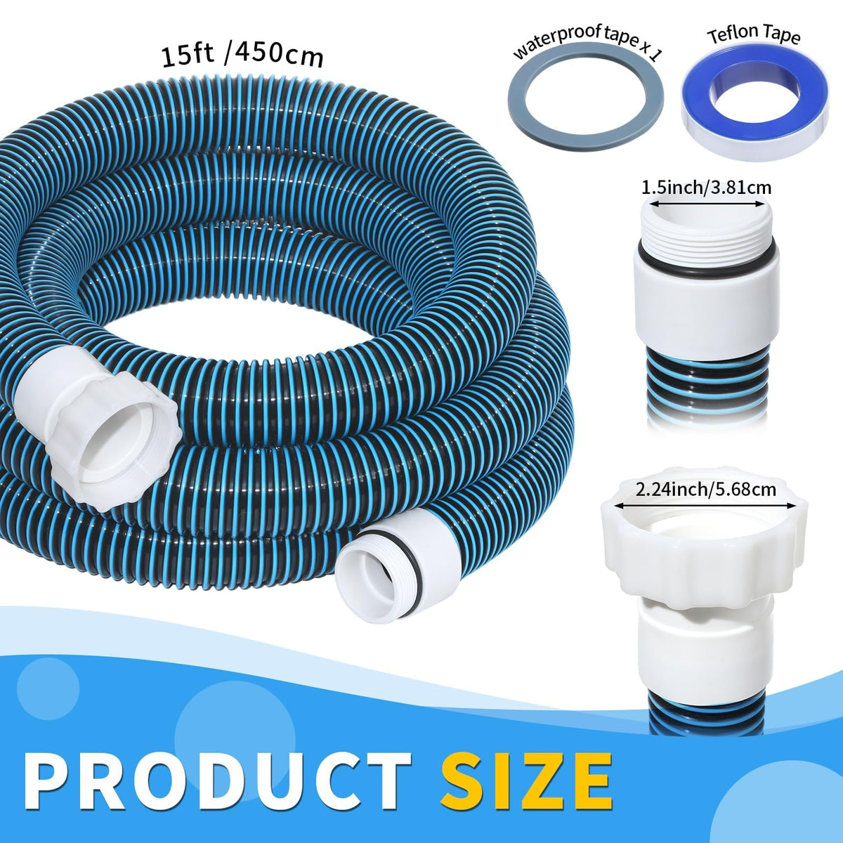 Conderyang pool hose includes waterproof tape to improve seals during maintenance.