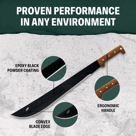 Condor walnut handle machete delivers ergonomic comfort for extended field use.