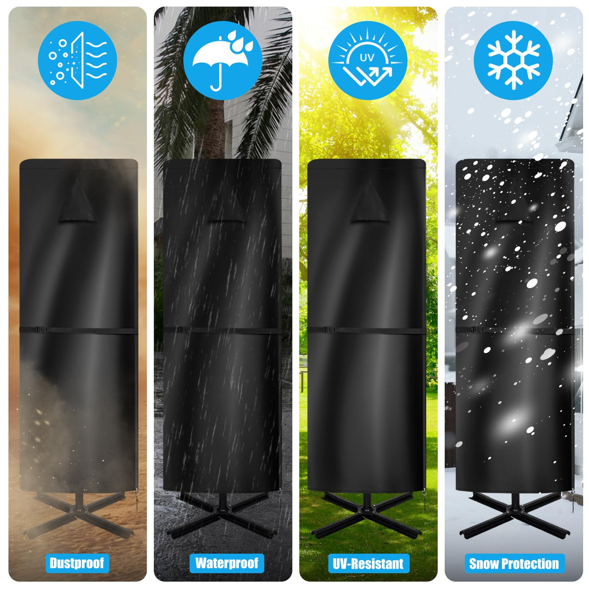 CONFUTURY 15 ft umbrella cover top vent promotes airflow and moisture control