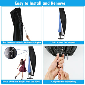 CONFUTURY 15 ft umbrella cover zipper closeup ensures secure closure against wind