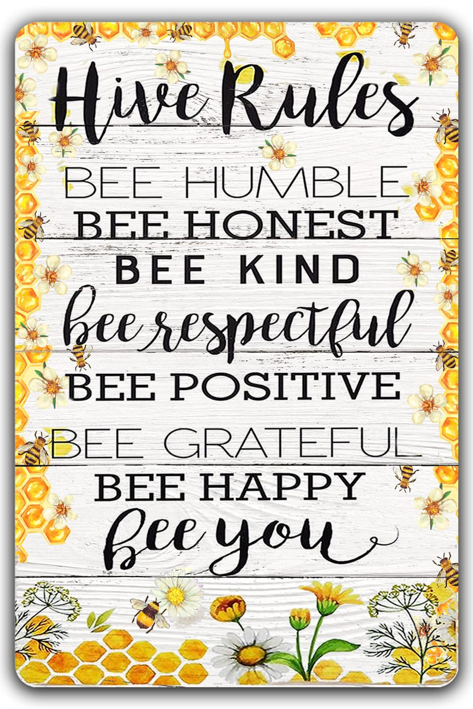 CONHUIDF vintage bumble bee farm hive sign on wall decor with bees and flowers