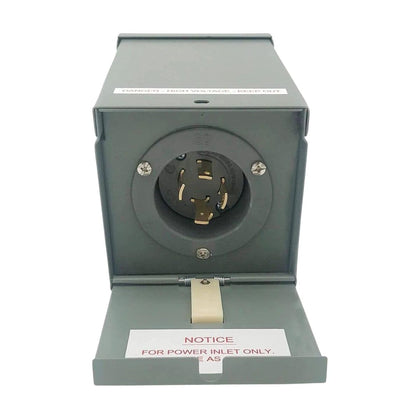 Connecticut Electric 30-Amp Power Inlet Box with Hinged Door for outdoor generator connections.