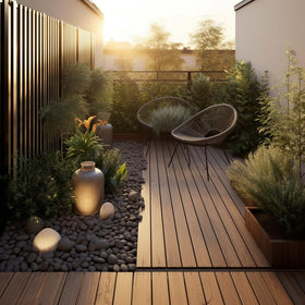 CONSDAN rock mulch substitute for low-maintenance garden beds.