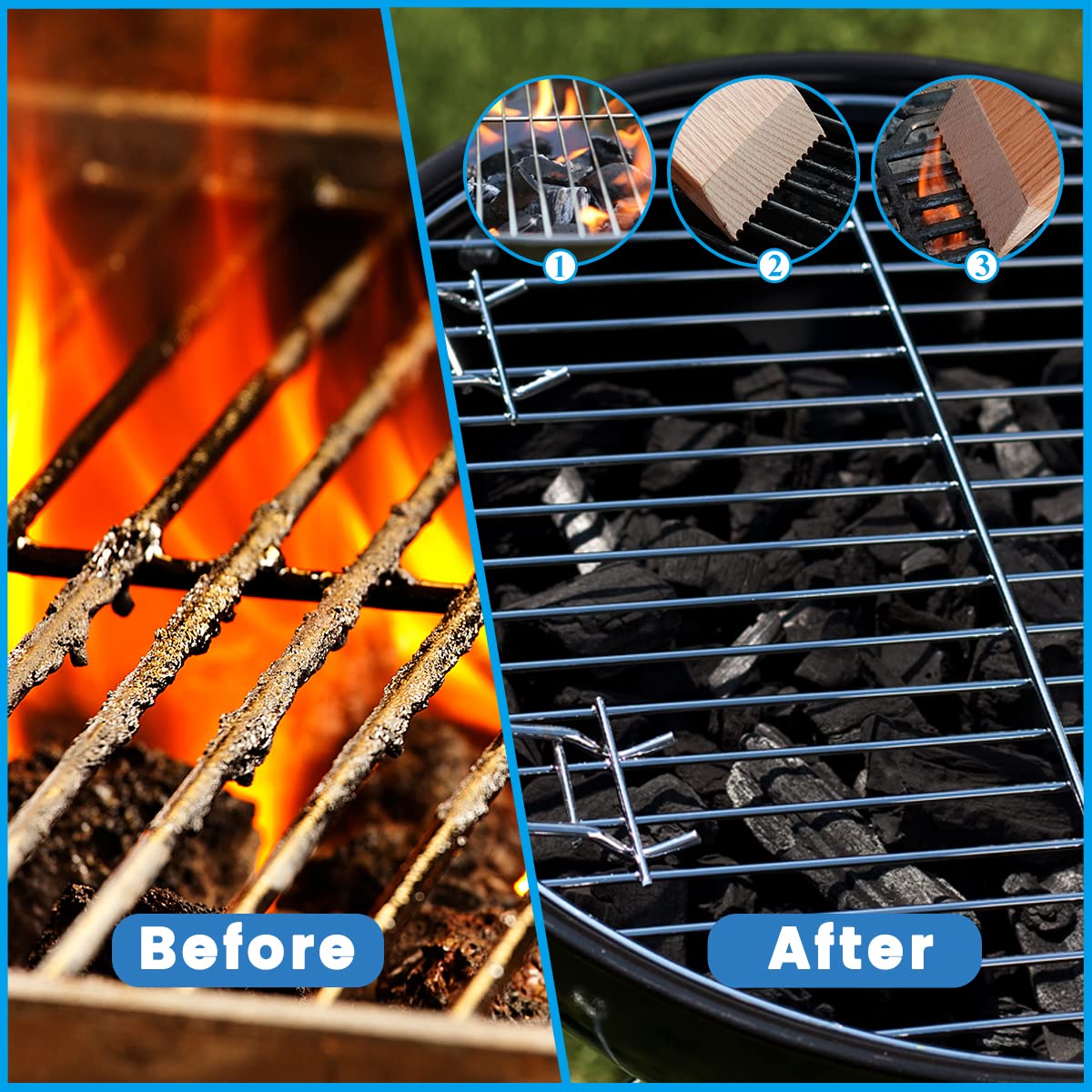 Over time the oak scraper adapts to standard grill grates.