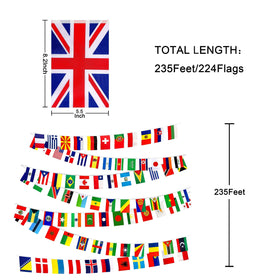 Consummate 224-country flags close-up shows durable polyester fabric and vivid colors.