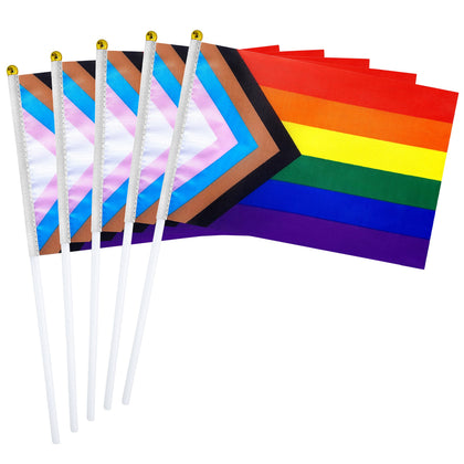 Consummate progress rainbow flag with assembly-ready design for parades and festive displays.