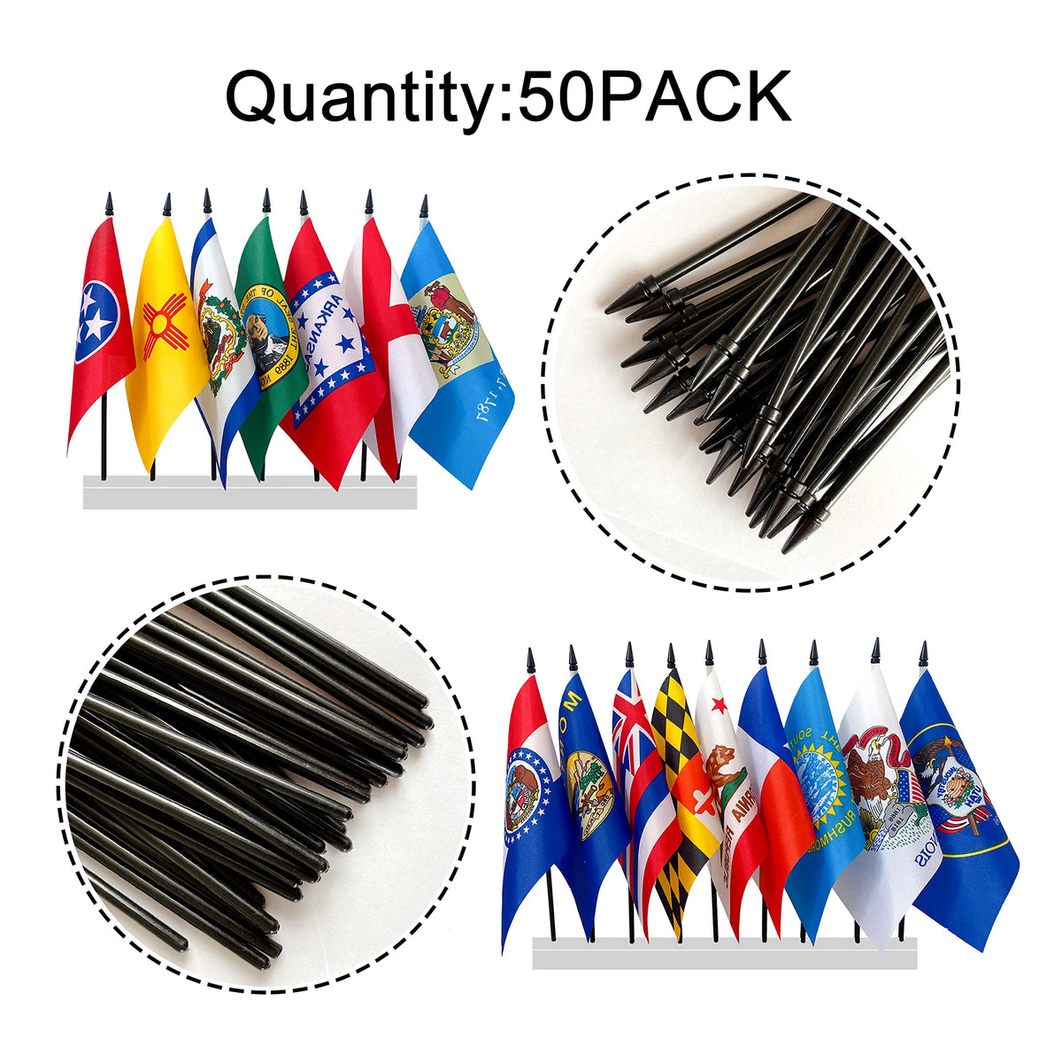 Sturdy plastic sticks provide secure handling and easy carrying during ceremonies.