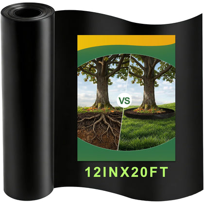 Convivium tree root barrier roll laid in a trench around a young tree, installation ready
