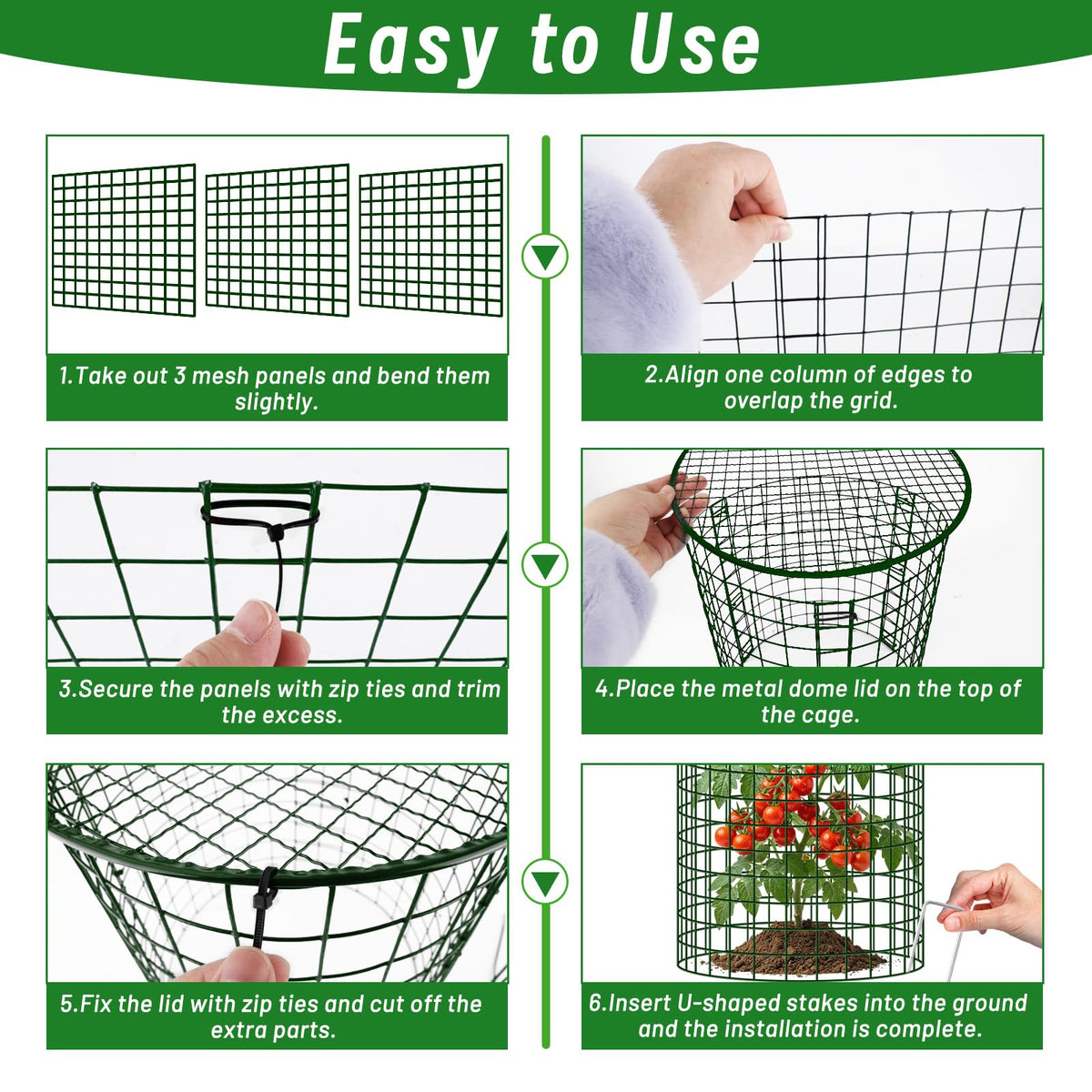 Convivium ground stakes secure cages in windy weather for stable garden protection.