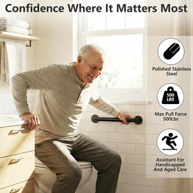 Conwithna matte-black stainless-steel handrail emphasizes sleek grip and corrosion resistance.